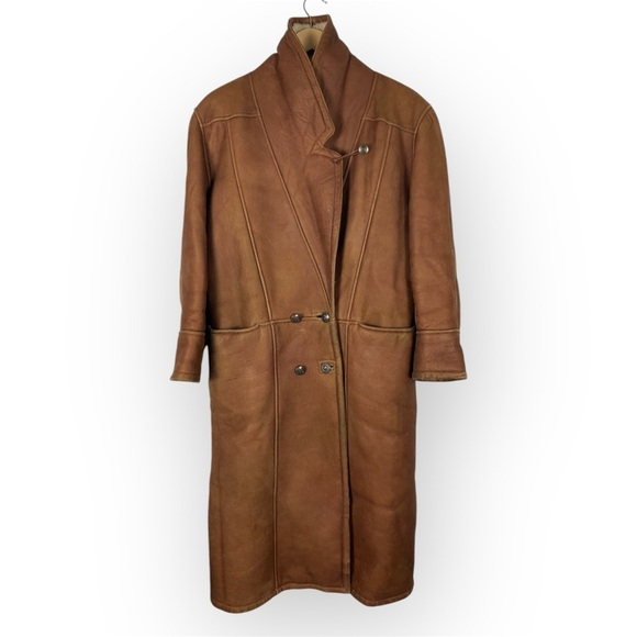 Vintage Ardney Authentic Shearling Lined Genuine Leather Double Breasted Coat - Picture 5 of 10